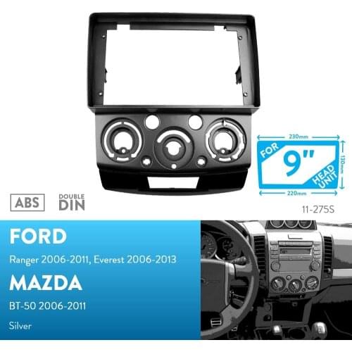 9 inch Car Fascia Radio Panel for FORD Ranger 2006-2011 Facia Dash Kit Install Adapter Bezel Console Plate Trim 9inch DVD Cover