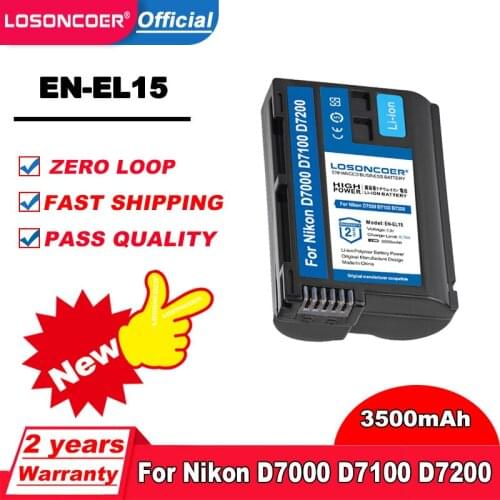 LOSONCOER 3500mAh EN-EL15 EN-EL15a EN-EL15b Battery for Nikon D7000 D7100 D7200, D850 D750 D7500 D810 D500 D800 D610 D600 L5