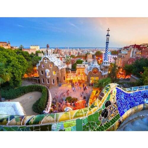 YA ZOOEY NUO New 5D DIY diamond painting cross stitch embroidery kit Barcelona Mediterranean landscape mosaic home decor YU822