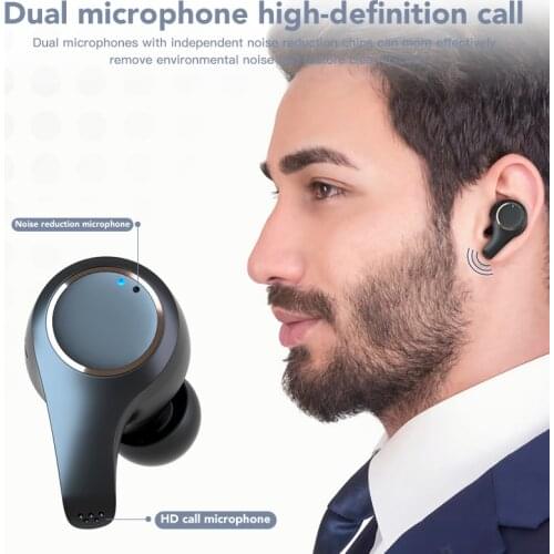 ANC TWS V5.0 Bluetooth Earphone Wireless Waterproof Dual Mic Active Noise Cancelling Touch Adjust Volume Earbuds Headset Type-c