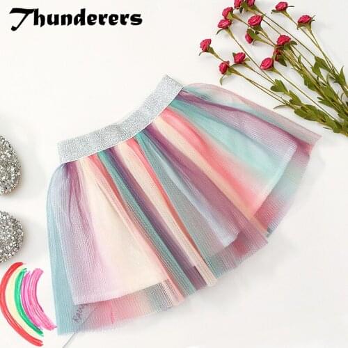 Thunderers Summer Kids Skirt For Girls Colorful 2019 New Fashion Childrens Skirt Enfant Toddler Baby Tutu Skirt Casual Clothes