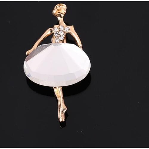 Dancing Women Enamel Pins Ballet Rhinestone Jewelry White Brown Brooches Badge Accessories on Backpack Gift Party Wendding
