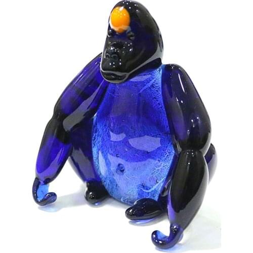 Murano Glass Gorilla Figurine Home Desk Decoration Accessories Silver Foil Craft Cute Animal Ornaments Gifts Collection For Kids
