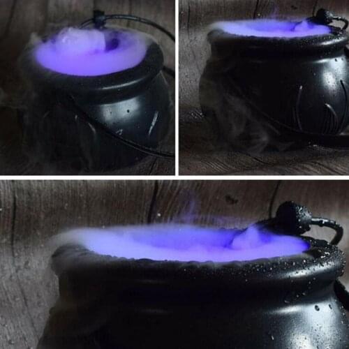 Halloween Mist Maker Fogger Water Fountain Fog Machine 7Colors Light Changing for Indoor Outdoor Garden