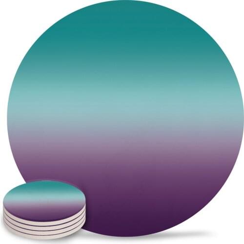 Cyan Turquoise Purple Gradient Coasters Coffee Table Kitchen Accessories Ceramic Coaster Dinning Table Decoration Placemats
