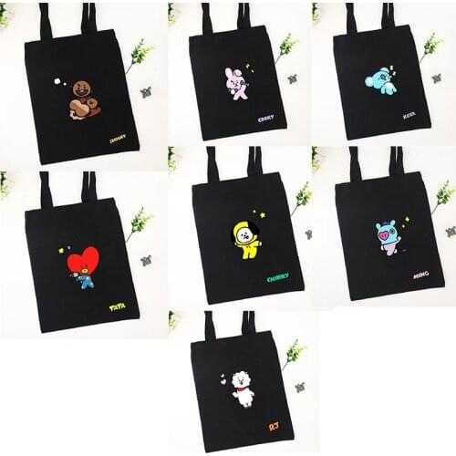 LLBTS Youth League Canvas Bag Cartoon Image Same Style Satchel Bag Storage Bag Korean Wave Cute