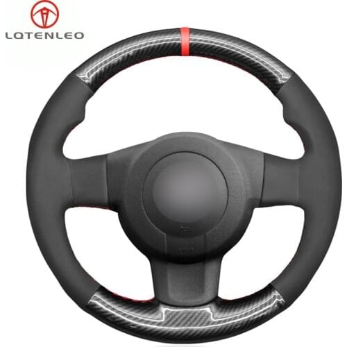 LQTENLEO Black Suede Carbon Fiber Steering Wheel Cover For Seat Leon (1P) FR Leon (1P) Cupra 2005-2009 Ibiza (6L) FR 2005-2009