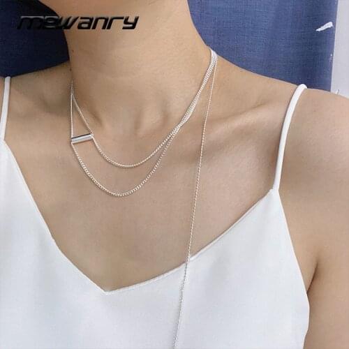 Mewanry INS Fashion 925 Sterling Silver Necklace Creative Tassel Chain Party Jewelry Multiple Ways to Wear Accessories Wholesale