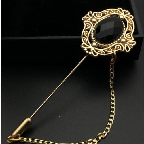 2020 Fashion Jewelry Gold Chain Brooch Flower Lapel Pin Men Brooch Suit Accessories Broche Vintage Brooches For Women
