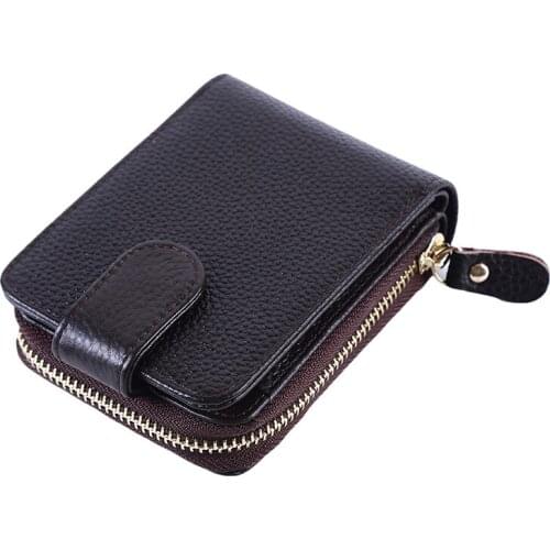 Mens Card ID Holder Black Cowhide Drivers License Card Package Multi-function Card Holders Korean Version Zipper Wallet