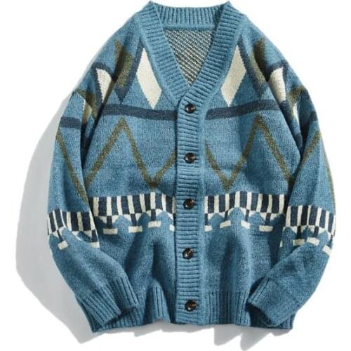 Men Big Sizes Mens Sweater Jacket Top Fashion Korean Striped Mens Sweaters Casual Winter Sweater Men Hip Hop Knit Cardigan