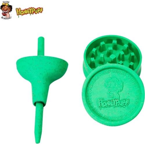 HONEYPUFF Smoke Kit Eco Biodegradable Grinder + Rolling Cone Small Funnel + King Size Rolling Papers Tools