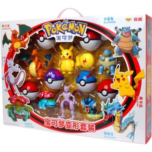 Pokemon Peripheral Toy Set Decoration Pokemon Pikachu Doll Pokemon Game Elf Ball Model Fire Dragon Christmas Halloween Gift