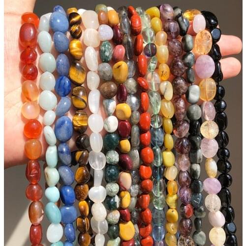 Natural Stone Beads Irregular Citrines Amethysts Larimar Agates Loose Gems Beads for Jewelry Making DIY Bracelet 15'' 8-10mm