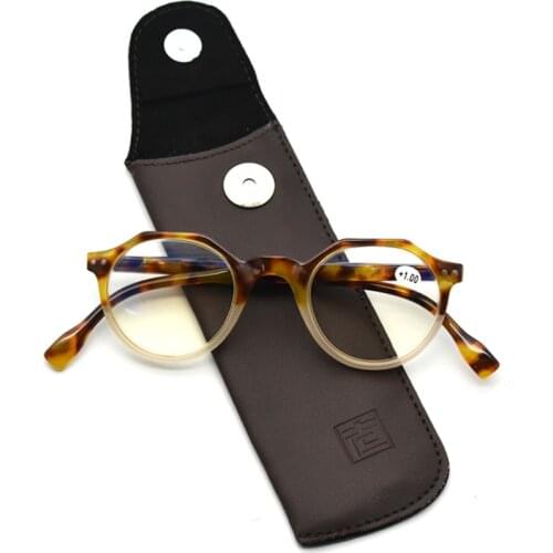 New Unisex Anti-Blue Light Reading Glasses Women Vintage Round Frame Metal Spring Hinge Optical Eyewear Men Magnifier Eyeglasses