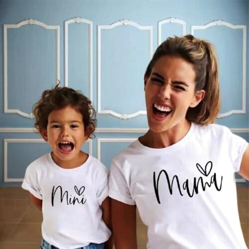 Mommy And Me Clothes Mother Daughter Matching Clothes Mama Mini Tshirts Mom Kid Baby Girls Set Family Look Summer Cotton Tops