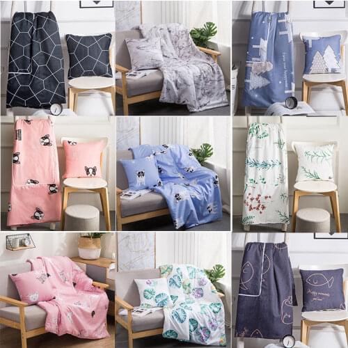 Pillow Quilt Dual-use Multi-Function Double Zipper Foldable Soft for Car Office Sofa AUG889