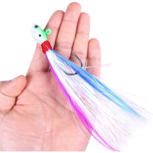 1Pcs Metal Jig Hook Bait Lead Hook 7g-42g Swim Jig Blade Bait with Deer Hair Feather Hook buzzbait Fishing Lures