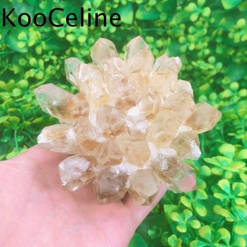 Natural Crystals Quartz Ghost Golden Healer Cluster Freeform Energy Reiki Stones Room Aquarium Decoration Accessories Gemstone