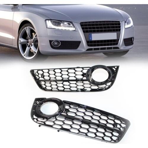 Front Bumper Fog Light Grille Cover Honeycomb Mesh Grill Left Right Replacement For Audi A5 Coupe/Sportback 08-11 Exterior Parts