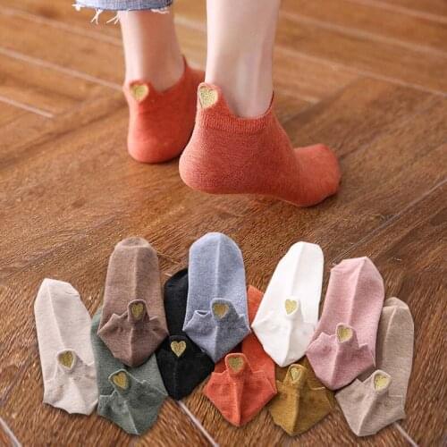 SALE! 4Pairs New Heart Socks Women Cotton Socks Ankle Short Cute Kawaii White Funny Low Tube Socks Girls Love Pattern Embroidery