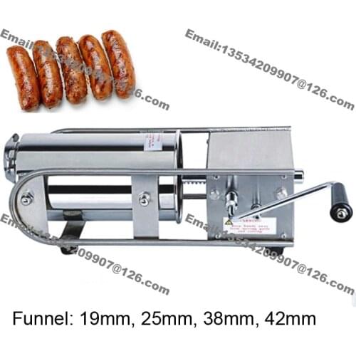 Commercial Use Stainless Steel 2L/4.4LB Manual Hand Crank Horizontal Sausage Stuffer Filler