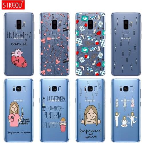 Silicone case for Samsung Galaxy S9 S8 S7 S6 edge S5 S4 S3 PLUS phone cover Cartoon Medicine Nurse transparent shell