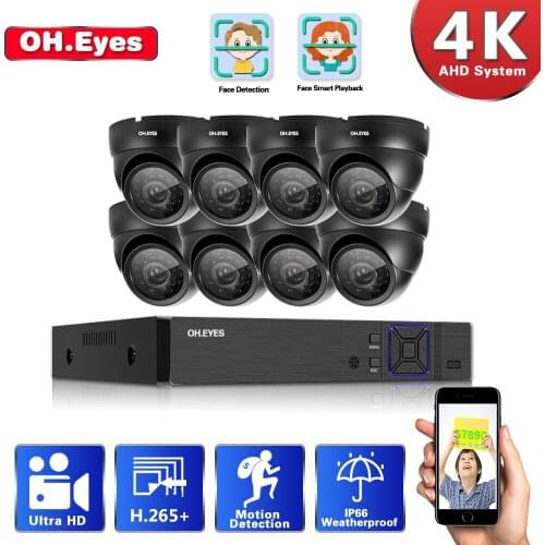 H.265 4K CCTV System 8MP Indoor Audio IP Camera 8CH NVR Recorder Video Security Camera System Surveillance Kit 2TB HDD Optional