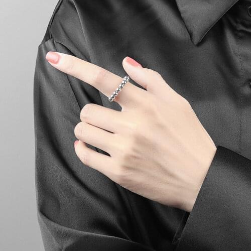 VENTFILLE 925 Sterling Silver Rings Personalized Simple Line Beaded Plain Ring Jewelry Ring Gift