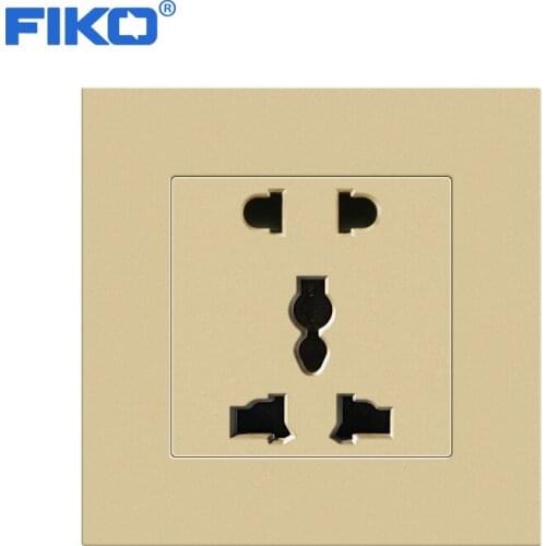 FIKO universal 23 pin multi-function wall power socket 13A 250V white/black/gold/gray/sliver pc panel 86mm*86mm