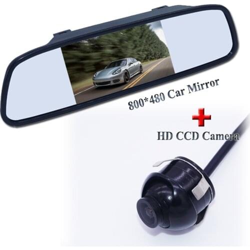 Universal 4.3Inch Digital Screen LCD Car Mirror Monitor With Parking 360 Degree Backup Rear View Camera Reversing
