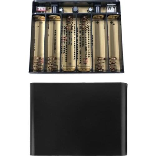 USB 5V 2A DC 12V 10A Output 6x 18650 Batteries DIY Power Bank Box Charger for Cellphone WiFi Router LED Light Security Camera an