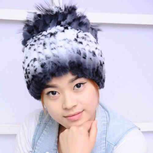 Winter fashion thermal rex rabbit hair hat womens winter yarn fur cap