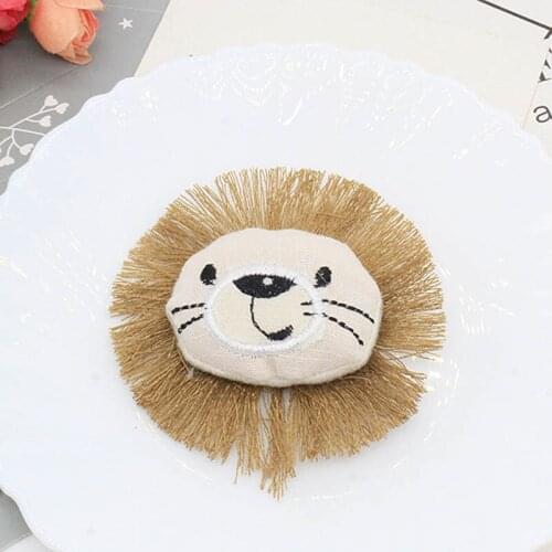 5pcs/lot Kawaii Fabric Lion Head Patches Cartoon Proud Lion Accessories DIY Handmade Cotton-filled Patch Decorations