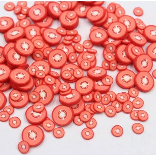 100g/lot Tomatoes Slices Polymer Clay Fruits Sprinkles for Arts and Mobile Decoration DIY Crafts Filler Accessories