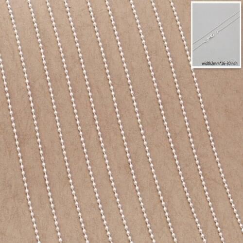 16-30 Hot Sale 925 Sterling Silver Color BEADS Necklace Chain Unisex Jewelry With Good Lobster Clasps Factory Price 10Pcs*2MM