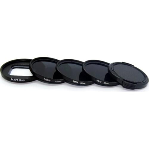 5in1 1 set Camera ND Filter ND8 ND16 ND32+52mm Lens Adapter Ring+Lens Cap for Gopro Hero 6 5 Black sport action Camera gopro