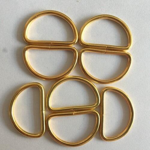 50pcs 25mm Gold Metal D Rings Buckle adjustable buckles for bag webbing strap