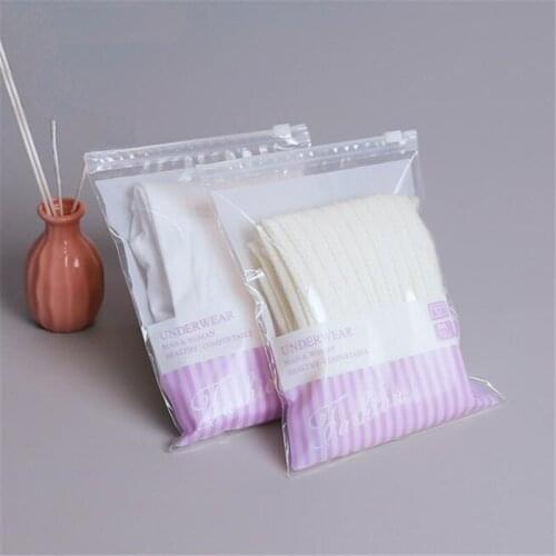50Pcs/Lot Stockings Packaging Bag Underwear Zip Lock Clothes Outdoor Travel Pouches Clear Storage Clothing Bags Water-Proof Sort