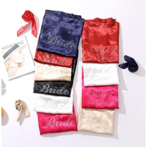 Diamond Bathrobe Bride Satin-Silk Robe Women Bridal Party Sister Team Mother Shower Gift Bridesmaid Wedding Gown Lady Sleepwear