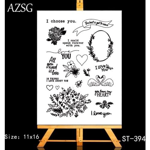 AZSG Swan Potted Plant Heart-shaped Clear Stamps For DIY Scrapbooking/Card Making/Album Decorative Silicone Stamp Crafts