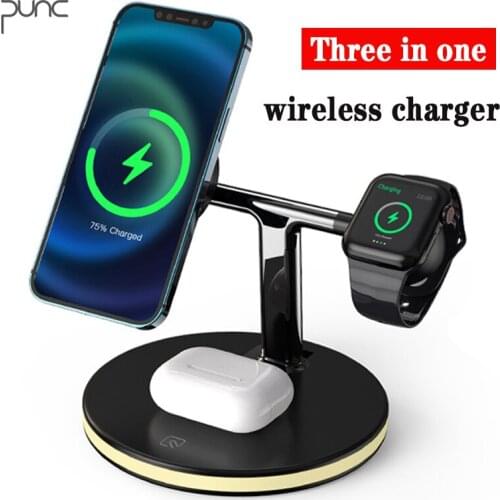 Wireless Charger Stand 3 in 1 Qi 25W Fast Charging Dock Station for Apple Watch iWatch 6 5 4 AirPods Pro iPhone 12 11 XS XR X 8