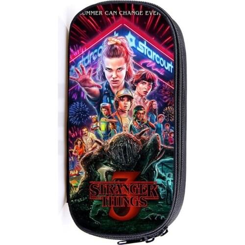 Stranger Things Season 3 Women Pencil Case Cosmetic Bags 3D Print School Supplies Stationery Case for Makeup Back To School Gift