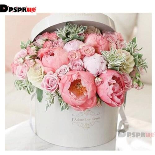 Dpsprue Full 5D DIY Square Round Diamond Painting Flower Vase 3D Embroidery Cross Stitch Rhinestone Mosaic Home Decor D09