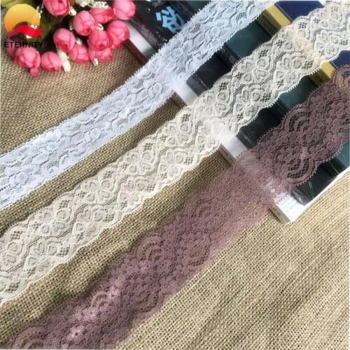 ！4-5cm S1052 elastic lace fabric white, beige, multi-color lace decoration DIY crafts materials gift packing lace ribbon
