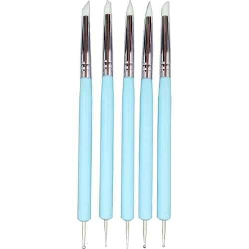 FBIL-5 X 2 Way Ball Styluses Dotting Tool Silicone Color Shaper Brushes Pen for Polymer Clay Pottery Modeling Sculpture