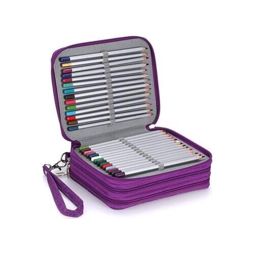 Quality Waterproof Fabric Pouch Drawing Pencil Bag 72 Pencils Holder Case Zipper Pencil Pouch For Artist