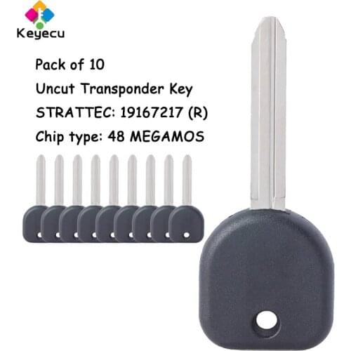 KEYECU 10 Pieces/Lot Uncut Iginition Transponder 48 Megamos Chip Key - FOB for GMC H3 STRATTEC: 19167217 (R) Transponder Car Key
