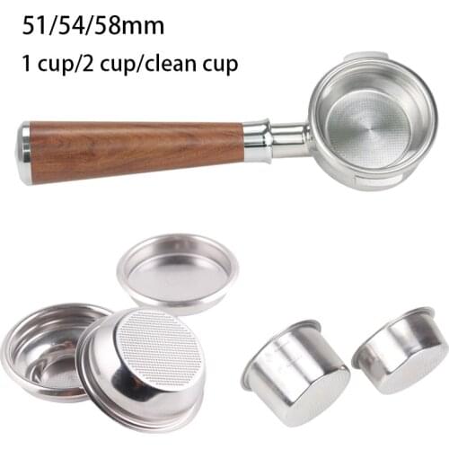 Coffee Filter 1Cup 2Cup Clean Cup 51/54/58mm Non Pressurized Portafilter Basket for Filters Espresso Machine Parts Powder Bowl