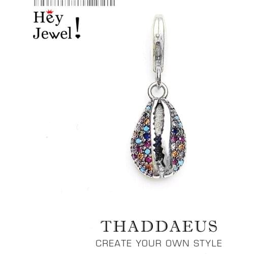 Charm Pendant Colorful Cowry Seashell 2021 Summer Brand New Europe Style Sea Gift Pure Sterling Silver 925 Fits Bracelet Bangles